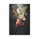 MINAUX Malerei auf Leinwand Sushi Ristorante Super Alimenti Che Fanno l'Acqua Bocca Tela Wall Art Soggiorno Poster Camera da letto Decor Pittura  60 * 90cm Senza Cornice