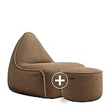 SACKit - Medley Lounge Chair Sand - Indoor Sitzsack + Hocker. Sitzsack mit Lehne und Füllung mit EPS Kugeln und Schaumstofffüllung für einen optimalen Sitting Point - Großer Sitzsacke für Erwachsene