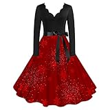 PTLLEND Weihnachten Damen Cut Outs T-Shirt Bauchfrei Oberteile Rundkragen Langarmshirt Pullover Cropped Tops Tunika Tshirt Blusen Damen Elegant Festlich Glitzer