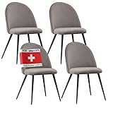 ALBATROS Esszimmerstühle mit Samt-Bezug 4er Set Capo, Grau - Stilvolles Vintage Design, Samt-Bezug, SGS geprüfter Polsterstuhl - Moderner Küchenstuhl, Stuhl Esszimmer oder Esstisch Stuhl
