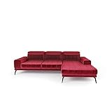 Siblo Ecksofa Salvio Kollektion - Große Couch L Form 4 Personen für Wohnzimmer - Elegante Polstersofa - L-Sofa Eckcouch - Sofa 4-Sitzer - 278x184x98 cm - Rot - Rechte Ecke