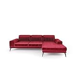 Siblo Ecksofa Salvio Kollektion - Große Couch L Form 4 Personen für Wohnzimmer - Elegante Polstersofa - L-Sofa Eckcouch - Sofa 4-Sitzer - 278x184x98 cm - Rot - Rechte Ecke