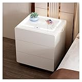 Intelligente Nachttische mit Ladestation, Nachttisch mit LED-Leuchten und USB-Buchse, Nachttisch mit 3 Schubladen, Aufbewahrungsschrank für Schlafzimmer und Wohnzimmer (40 x 40 x 56 cm) (Farbe: Weiß