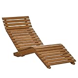 Outsunny Sonnenliege, Liegestuhl, Gartenliege, Relaxliege für Poolbereich, Balkon, bis 120 kg belastbar, Massivholz, Teak, 66 x 170 x 77 cm