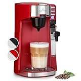 Klarstein 2-in-1 Kleine Kaffeemaschine, Tee- & Espressomaschine, 1180W Kaffeemaschine mit Milchschäumer, Kaffeeautomat für Gemahlenen Kaffee, 6 Modi, Kaffeemaschine für Espresso, Latte Macchiato & Tee