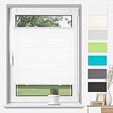 Plissee ohne Bohren Klemmfix Weiß 60 x 120 cm, Plissees für Fenster und Tür, Easyfix Plisseerollo