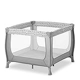 Hauck Laufstall Baby Sleep N Play SQ 90 x 90 cm, Laufgitter Baby ab Geburt bis 15 kg, Kompakt Faltbar, Reiselaufstall mit Tragetasche und Faltboden, Nordic Grau