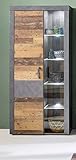 trendteam smart living Wohnzimmer Highboard Schrank Indy, 87 x 189 x 34 cm in Korpus Graphit Grau, Front Old Wood NB mit viel Stauraum