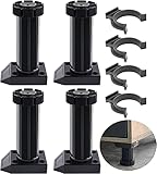 LIRRAS 4 Stück höhenverstellbare Kunststoff-Schrankfüße, Kickboard-Clips, Sockel-Möbelfüße, Nivellierfuß, für Tisch, Schrank, Werkbank, Küche, Badezimmer (Farbe: schwarz, Größe: 12-16 cm)