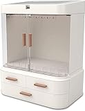 BPILOT Make-up Organizer, Make-up mit LED-Spiegel, Kosmetik-Organisatoren Make-up-Schublade und Schmuckkästchen für Accessoires, geeignet für Schlafzimmer, Bad, weiß