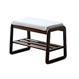 YBLANDRV Massivholz Schuhbank mit Sitzbank, Wood Schuhregal, Stabiler und Bequeme Flur Bank Schuhablage Garderobenbank, SchuhstäNder Aus Holz, Sitzbank, Gepolstert, Schlafzimmerbank, (B 60cm/23.6in)