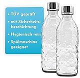 SodaBär® | Glasflasche (Doppelpack) für Wassersprudler (SodaStream*,Aarke*,uvm.) im Retro Design | 0,7 l mit TWIN SECURE by SodaBär