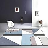 KeletiRug Teppich im Wohnzimmer Teppichläufer Schlafzimmer Esszimmer Arbeitszimmer Büro Läufer Maschinenwaschbar Teppich Graublau und weiß 120x180 cm