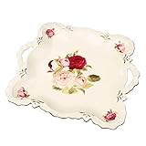 Tablett für Frühstück Keramikschale mit Griffschale Servierschale mit Goldener Ziermittel Dekorationsschale Blumenschale for Kommode Badezimmer Küche Couchtisch weiß Tablett Serviertablett