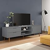 ZEYUAN TV-Schrank, Tv Board, Tv Lowboard, Tv Tisch, Fernsehschrank, Fernsehtisch, Kommode, Sideboard Wohnzimmer, Tv Sideboard, Grau 158x40x49 cm Massivholz Kiefer