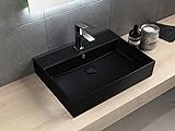 Aqua Bagno | Matt schwarzes Waschbecken, eckiges Handwaschbecken, Loft Air Design, Keramik Waschtisch | 612 x 466 mm