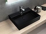 Aqua Bagno | Matt schwarzes Waschbecken, eckiges Handwaschbecken, Loft Air Design, Keramik Waschtisch | 612 x 466 mm