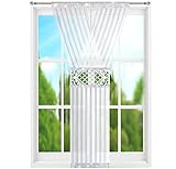 Flying Curtains Langes Vorhang-Panel mit Zirkonia Stickerei Spitze Deko Gardinen-Panel für Wohnzimmer Schlafzimmer Fenster-Gardine Scheibengardinen Modern Home Decor Dekoration 120x250 cm Weiß