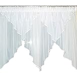 TOP Fertig-Gardine aus Voile NEU Top Design Set Schöne Küche-Gardine mit Kräuselband AG15 Modern