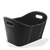 Holzkorb Tasche Kaminholzkorb Brennholzkorb Brennholzholztasche Kunstleder schwarz 53x35x31cm