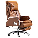 YDYBY Gaming Stuhl Bürostuhl Ergonomischer,PC-Stuhl mit Kopfstütze Lendenwirbelstütze PU Leder Hohe Rückenlehne Verstellbarer Drehsessel mit Fußstütze Schreibtischstuhl Chefsessel,Braun