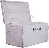 Kistenkolli Altes Land Holztruhe Whisky Shabby weiss Geschenk-Box mit Deckel Schatzkiste Holzkiste Holztruhe Schatztruhe Kindergeburtstag Hochzeitskiste Altholz Upcycling Vintage (XL 58x34x32cm)