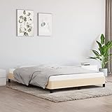 XIAOGUANG Bettgestell, Bettrahmen, Bed Frame, Bett, Schlafzimmer, Polsterbett, Creme 140x200 cm Stoff