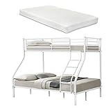 [neu.haus] Metall-Etagenbett - Weiß - Mit Matratzen 200x140/90cm Kinderbett Stockbett Hochbett Metall Bettgestell