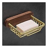 HASMI Duschregal Badezimmer Seifenschale, Korb, Aluminium Badezimmerregal Home Retro Badezimmer Dusche Lagerregal Wandmontierter Rack Golden for Toilettenraum Und Küche Badezimmer Regal (Color : A)