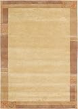 Luxor Living Teppich Wolle, Nepalteppich, Kurzflor, handgeknüpft, Bordüre, Wollteppich für Schlafzimmer Wohnzimmer, Farbe:Vanilla, Größe:200 x 300 cm