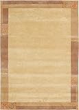 Luxor Living Teppich Wolle, Nepalteppich, Kurzflor, handgeknüpft, Bordüre, Wollteppich für Schlafzimmer Wohnzimmer, Farbe:Vanilla, Größe:200 x 300 cm