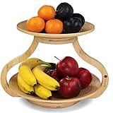 naturlik Obst Etagere - Herausnehmbare Obstschalen - Etagere 2 Etagen - Obstschale modern - Bambus Etagere Holz - Obstteller - Obstkorb - Obst Aufbewahrung