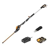 WORX 18V(20V MAX) Akku Teleskop Heckenschere Heckenschneider WG252E, 2,0Ah, PowerShare, lasergeschnittene Diamantmesser, 1 Std.Schnellladegerät