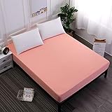 Boxspringbetten Spannbetttuch,Gebürsteter, einfarbiger Boxspring-Matratzenbezug, bequemes, hautfreundliches Bettlaken, King-Size-Einzelbett, Rosa, 183 x 190 cm x 25 cm
