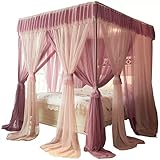 OnSaya Rosa Doppelbett-Baldachin-Moskitonetz, romantische Dekoration for Schlafzimmer for Erwachsene, Bettvorhang, mit Metallhalterung (Size : 200X220cm/79X87in)