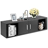 COSTWAY Hängeschrank mit 2 Türen, Wandschrank Hängeregal Wandwürfel Würfelschrank für Küche Büro Wohnzimmer 108x33x30,5cm (Schwarz)