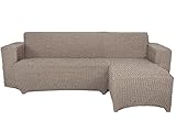 SODERBERGH Sofahusse Ecksofa Recamiere Stretch Bezug Dekoration Couch Polstersofa, Farbe Hussen:Beige 211, Größe:Recamiere rechts