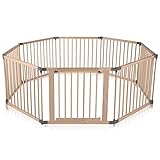 Baby Vivo XXL Laufgitter Laufstall Baby Absperrgitter Krabbelgitter Schutzgitter für Kinder aus Holz mit Tür - individuell verstellbar - 8 Elemente PREMIUM Grau