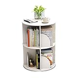 GRFIT Bücherregale Drehbare Bücherregal Boden Einfache Bücherregal 2 Layer-Ausstellungsstand Startseite Wohnzimmer Beistelltisch Couchtisch Bücherregale Standregal (Color : Wit)