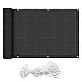 interGo Balkon Sichtschutz Balkonverkleidung Balkonumspannungen UV-Schutz, 90x500cm HDPE Balkonsichtschutz mit Ösen und Kordel - Anthrazit