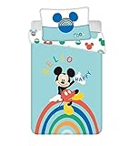 JFabrics Disney Mickey Mouse Bettwäsche-Set für Babybett, bestehend aus 100 % Baumwolle