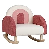 COSTWAY Kindersofa Kinder Schaukelstuhl, Kindersessel Teddy Samtmaterial & Massivholzbeinen, Anti-Kipp-Design, Mini-Sessel für Kinderzimmer, Kinderstuhl für Kleinkinder 3–5 Jahre (Rosa)