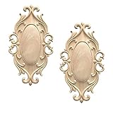 Zasiene Holzornamente für Möbel 2 Stücke Oval Holzornamente Ornamente für Möbel Holzschnitzerei Applique Ornament Holz Möbel Wanddeko Holz,27 * 15cm