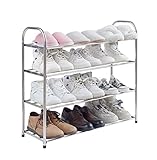 WEASHUME Schuhregal mit 4 Ebenen, Edelstahl Schuh-Organizer für bis zu 12-16 Paar Schuhe,Schuhablage Schuhständer Schuhaufbewahrung
