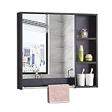 ROLTIN Badezimmerspiegelschrank aus massivem Holz, wandmontierter Toilettenkosmetikspiegel, mit Ablagefach, 5 mm hochauflösender Silberspiegel/A / 77 cm (B 77 cm) (A 77 c