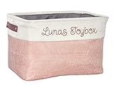 Paw Companion Aufbewahrungsbox Korb personalisiert mit Wunschname oder Wunschtext, Altrosa, für Spielzeug, Kleidung, Zubehör Hunde, Katzen, Haustiere, Kinder, zusammenfaltbar, 38 x 36 x24 cm