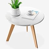 AOKLEY Beistelltisch Mode Kreative Nordic Runde Kleine Couchtisch Einfache Wohnzimmer Tee Tisch Holz Bein Couchtisch Weiß Kaffeetisch Kleiner Sofatisch (Color : A)