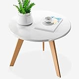 AOKLEY Beistelltisch Mode Kreative Nordic Runde Kleine Couchtisch Einfache Wohnzimmer Tee Tisch Holz Bein Couchtisch Weiß Kaffeetisch Kleiner Sofatisch (Color : A)