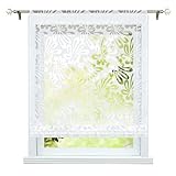 ESLIR Raffrollo Ausbrenner Küche Gardinen Raffgardine mit Tunnelzug Bändchenrollo Modern Gardinen Transparent Weiß BxH 120x155cm 1 Stück