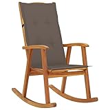 BULANED Schaukelstuhl mit Auflagen, Sessel Wohnzimmer, Schaukelsessel, Stillsessel, Schwingsessel, Tv Sessel, Ohrensessel, Relaxsessel, Rocking Chair, Massivholz Akazie